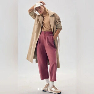 Pilcro | New Mid Rise pleated crop cotton trouser/pants Raspberry womens size 26